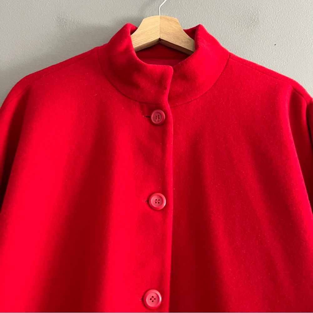 VTG Pendleton Poncho Womens 100% Virgin Wool Made USA Cape Pockets Red Size S/M - Picture 3 of 15